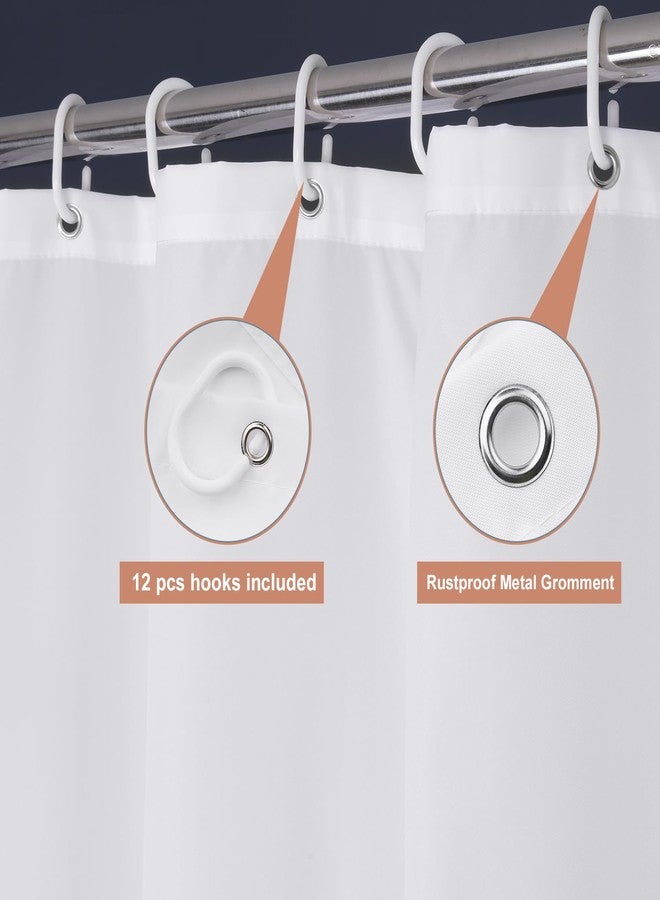 UFRIDAY White Fabric Long Shower Curtain Liner 72 x 75 inches with 12 Hooks,Washable Fabric Shower Curtain for Bathroom Water Resistant Shower Liner Hotel Quality Bathroom Curtains - Image 3