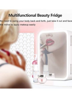 RollsTimi  Mini Makeup Beauty Fridge 8L Portable Cosmetic Refrigerator Makeup Mirror Skin Care Fridge with LED Light  - Image 3