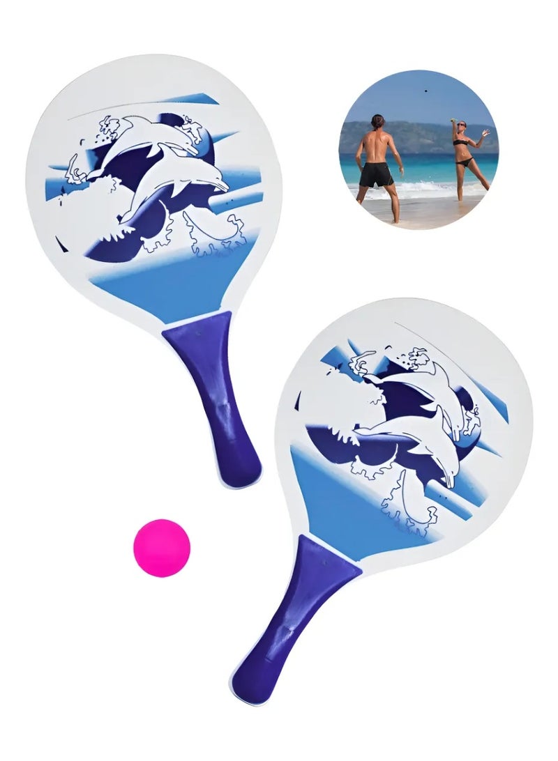 4basix Wooden Paddle Ball Racket with Carry Bag Indoor Outdoor Toy Beach Ball Fun and Classic Paddleball Game for Beach Ball Set of 2 - Image 3