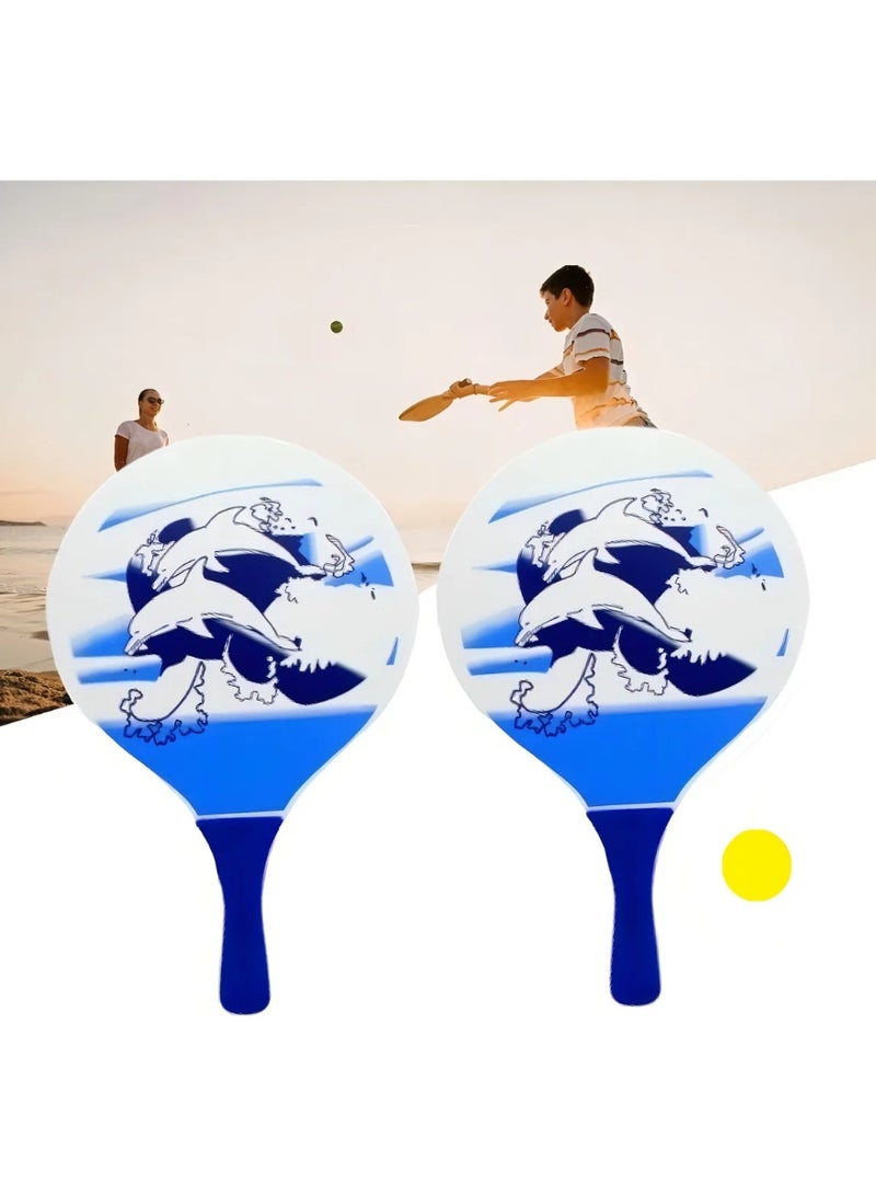 4basix Wooden Paddle Ball Racket with Carry Bag Indoor Outdoor Toy Beach Ball Fun and Classic Paddleball Game for Beach Ball Set of 2 - Image 2