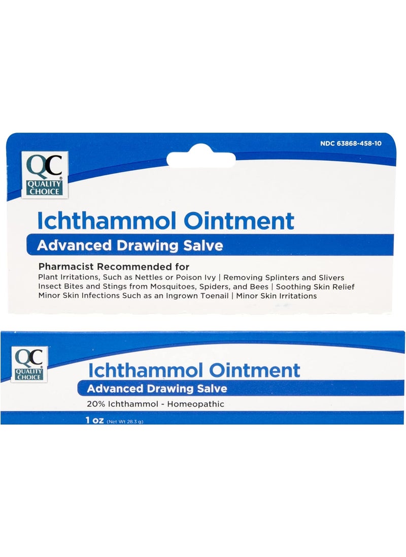 Quality Choice Quality Choice Ichthammol Ointment 20%, Advanced Drawing Salve, Soothing Skin Relief for Plant Irritations, Splinter, Slivers, Acne, Boils, Ingrown Hairs & Nails,Bug Bites & Stings, 1oz Tube 