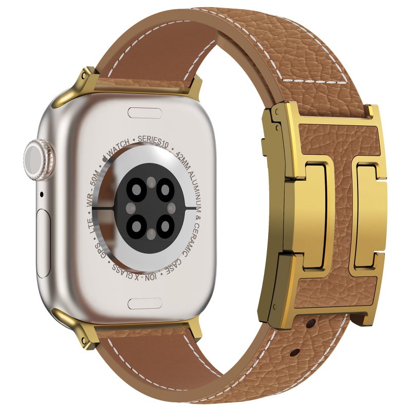 CHANCHY Leather Magnetic Watch Band Compatible with Apple Watch Bands 40mm 38mm 41mm 42mm 44mm 45mm 46mm Top Grain Leather Dressy Band for Women Men iWatch Ultra SE3 Series 1110987654321