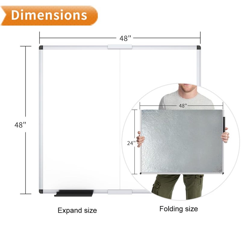 VIZ-PRO Magnetic Foldable Whiteboard, 48 x 48 Inches, Dry Erase Wall Mounted Board for School Office and Home - Image 2