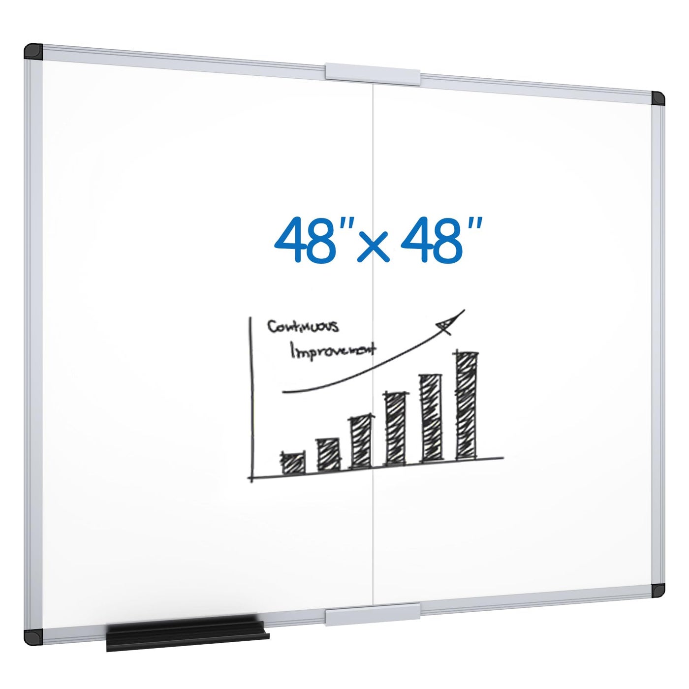 VIZ-PRO Magnetic Foldable Whiteboard, 48 x 48 Inches, Dry Erase Wall Mounted Board for School Office and Home