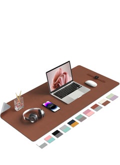 Aurrako Leather Desk Pad Protector,80x40cm Large Office Mouse Pad,Non-Slip PU Desk Mat, Laptop Desk Pad, Waterproof Desk Writing Pad for Gaming Office and Home(Black&Grey)  - Image 1