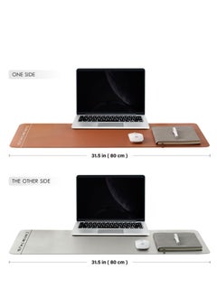 Aurrako Leather Desk Pad Protector,80x40cm Large Office Mouse Pad,Non-Slip PU Desk Mat, Laptop Desk Pad, Waterproof Desk Writing Pad for Gaming Office and Home(Black&Grey)  - Image 3