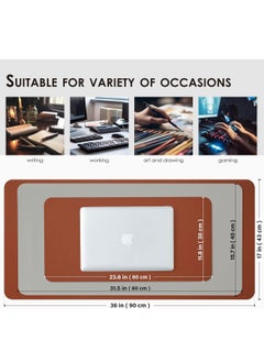 Aurrako Leather Desk Pad Protector,80x40cm Large Office Mouse Pad,Non-Slip PU Desk Mat, Laptop Desk Pad, Waterproof Desk Writing Pad for Gaming Office and Home(Black&Grey)  - Image 2