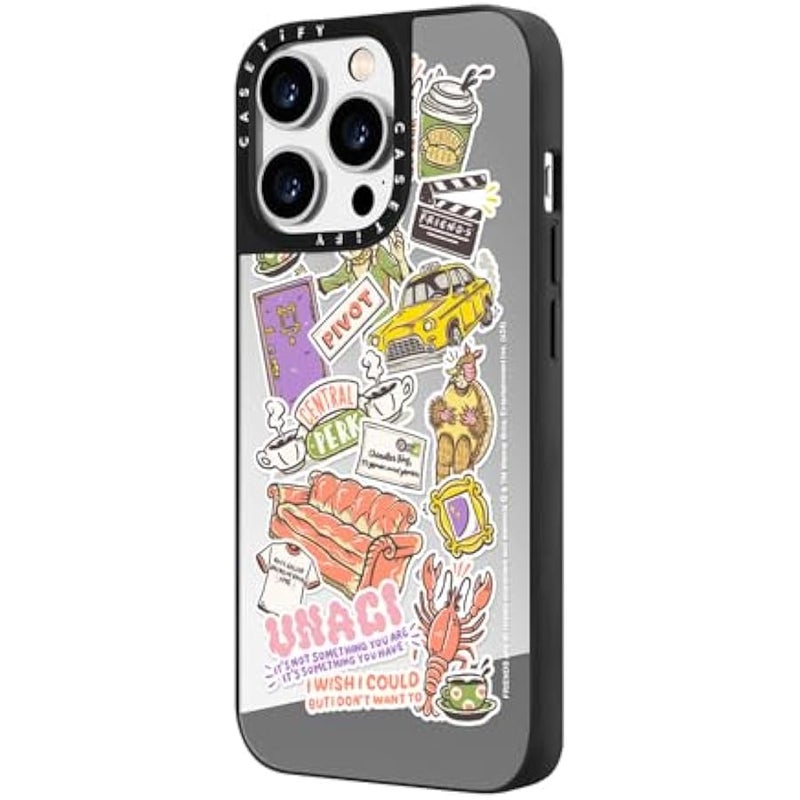 كاستيفي CASETiFY Mirror iPhone 14 Pro Max Case 【Friends Co-Lab / 4.9ft Drop Protection/Compatible with Magsafe】 - Sticker - Silver on Black - Image 5