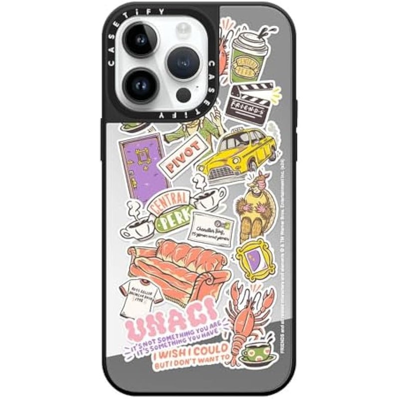 كاستيفي CASETiFY Mirror iPhone 14 Pro Max Case 【Friends Co-Lab / 4.9ft Drop Protection/Compatible with Magsafe】 - Sticker - Silver on Black - Image 1