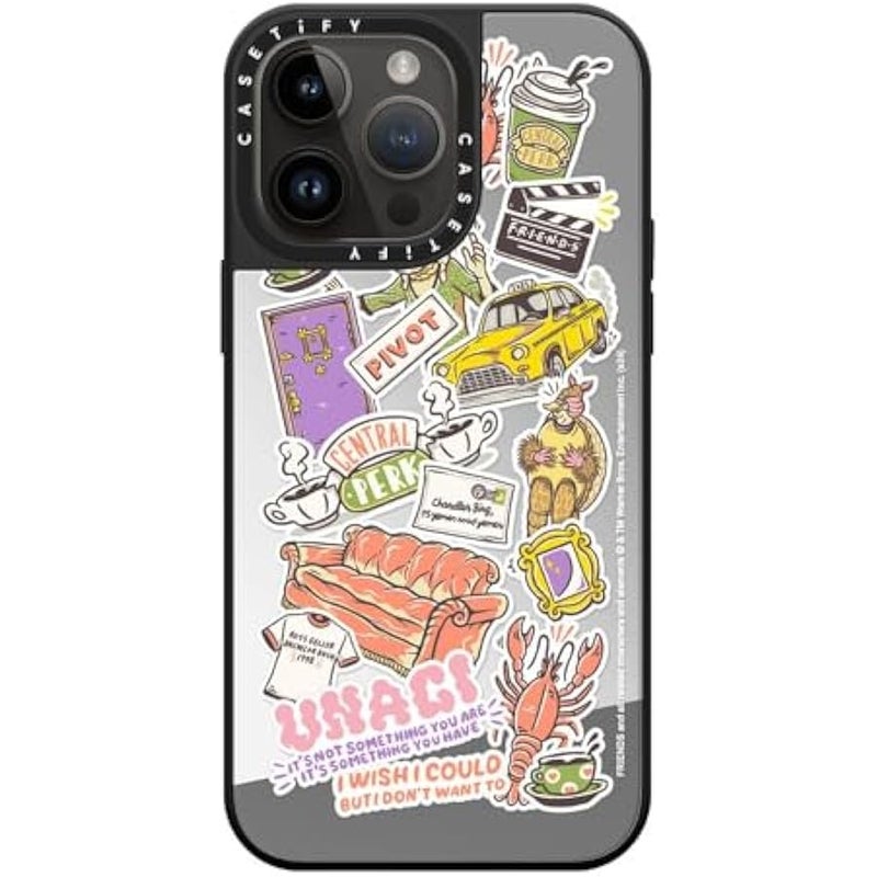 كاستيفي CASETiFY Mirror iPhone 14 Pro Max Case 【Friends Co-Lab / 4.9ft Drop Protection/Compatible with Magsafe】 - Sticker - Silver on Black - Image 3