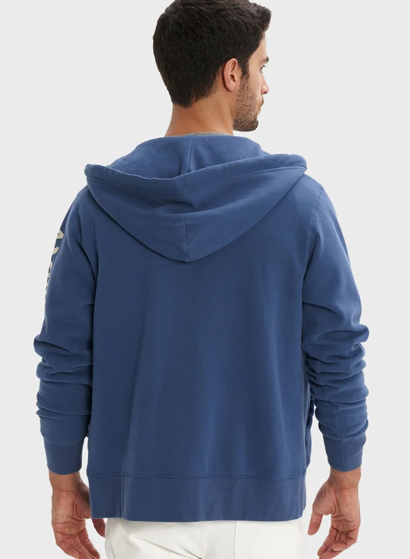 American Eagle Logo Sleeve Zip Through Hoodie