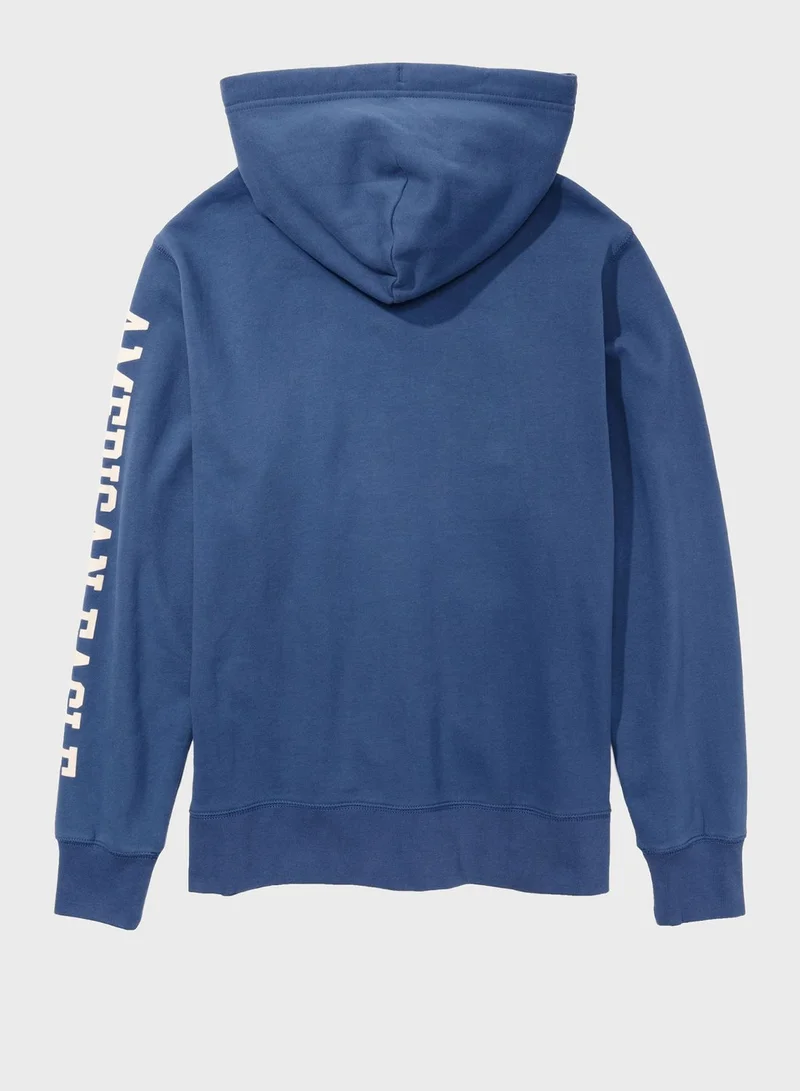 American Eagle Logo Sleeve Zip Through Hoodie