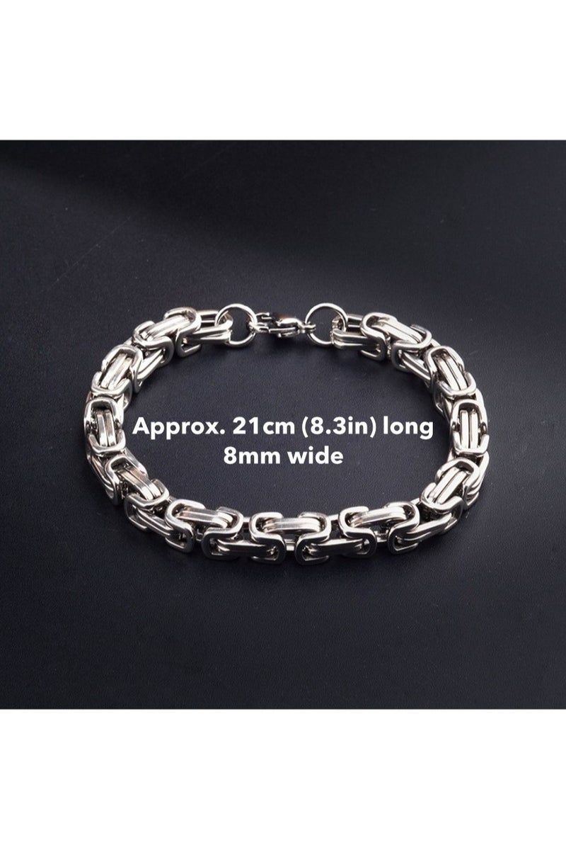 Men’s Stainless Steel Chain Bracelet – 8mm Wide, 21cm (8.3in) Length | Polished Titanium Steel Link Design with Bold & Comfortable Fit | Heavy Look, Smooth Feel | Gift for Him - Image 4
