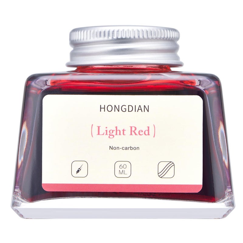 Asvine Hongdian Fountain Pen Bottled Ink Light Red Color, 60ml Non Carbon Inkwell Bottle, Artist Calligraphy Ink - Image 2