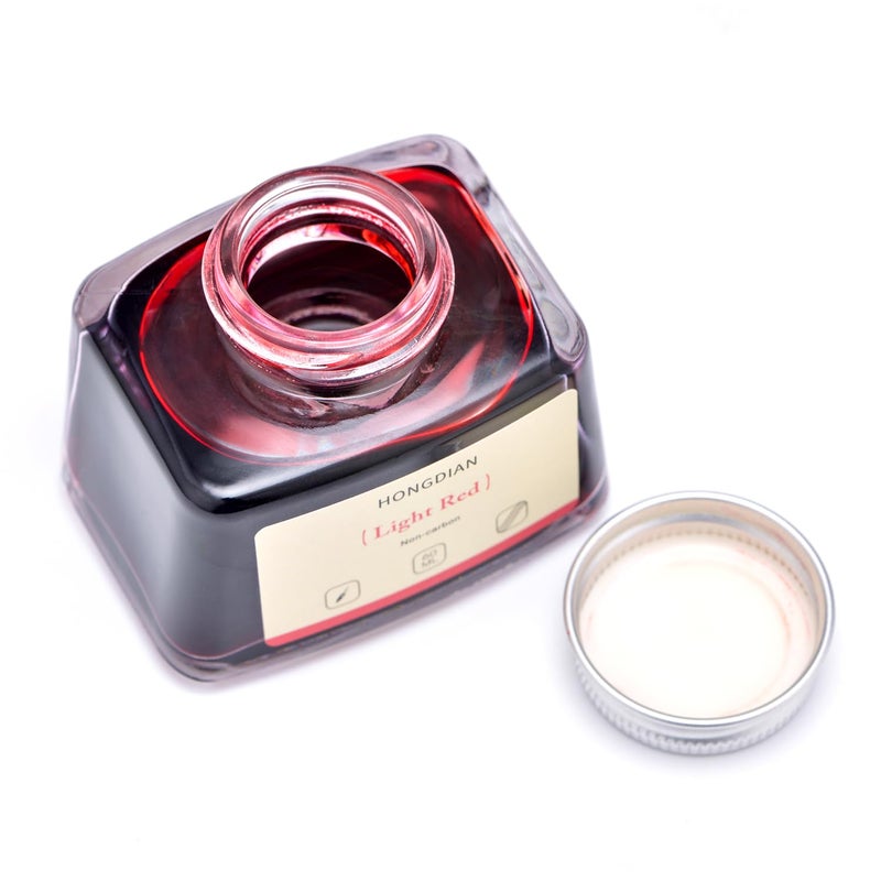Asvine Hongdian Fountain Pen Bottled Ink Light Red Color, 60ml Non Carbon Inkwell Bottle, Artist Calligraphy Ink - Image 5