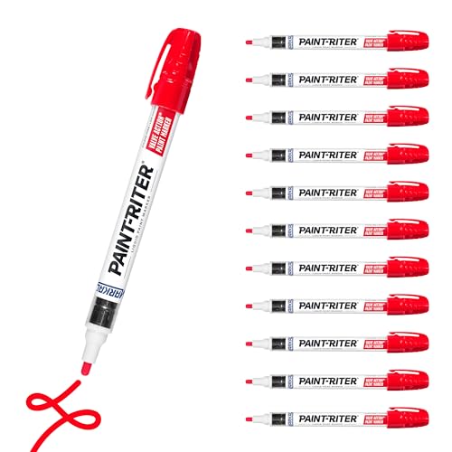 Markal 96822 Paint-Riter+ Valve Action Marker, Versatile Surface Compatibility, Bold Mark Size 1.8", Red 12-Pack - Image 1