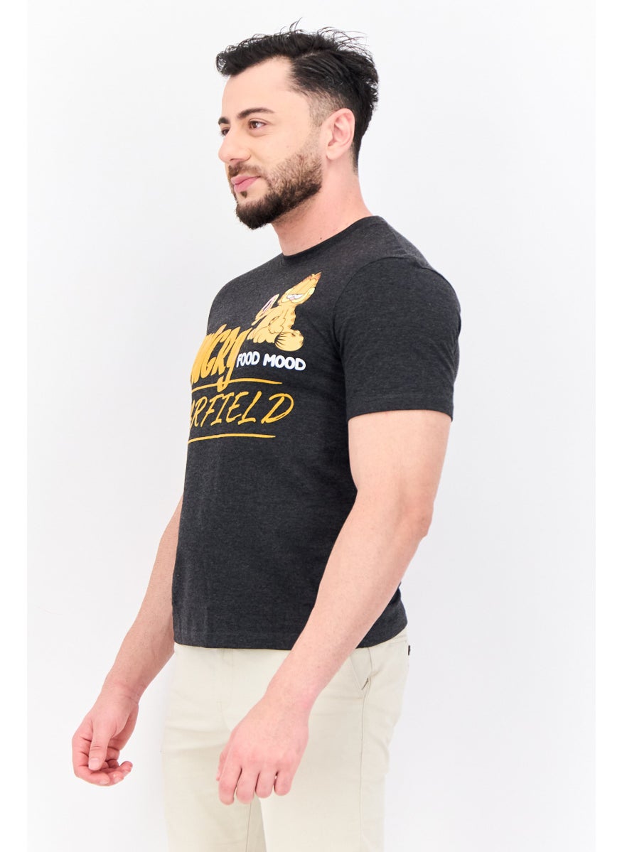 nickelodeon Men Round Neck Short Sleeve Garfield T-Shirt, Dark Grey  - Image 2