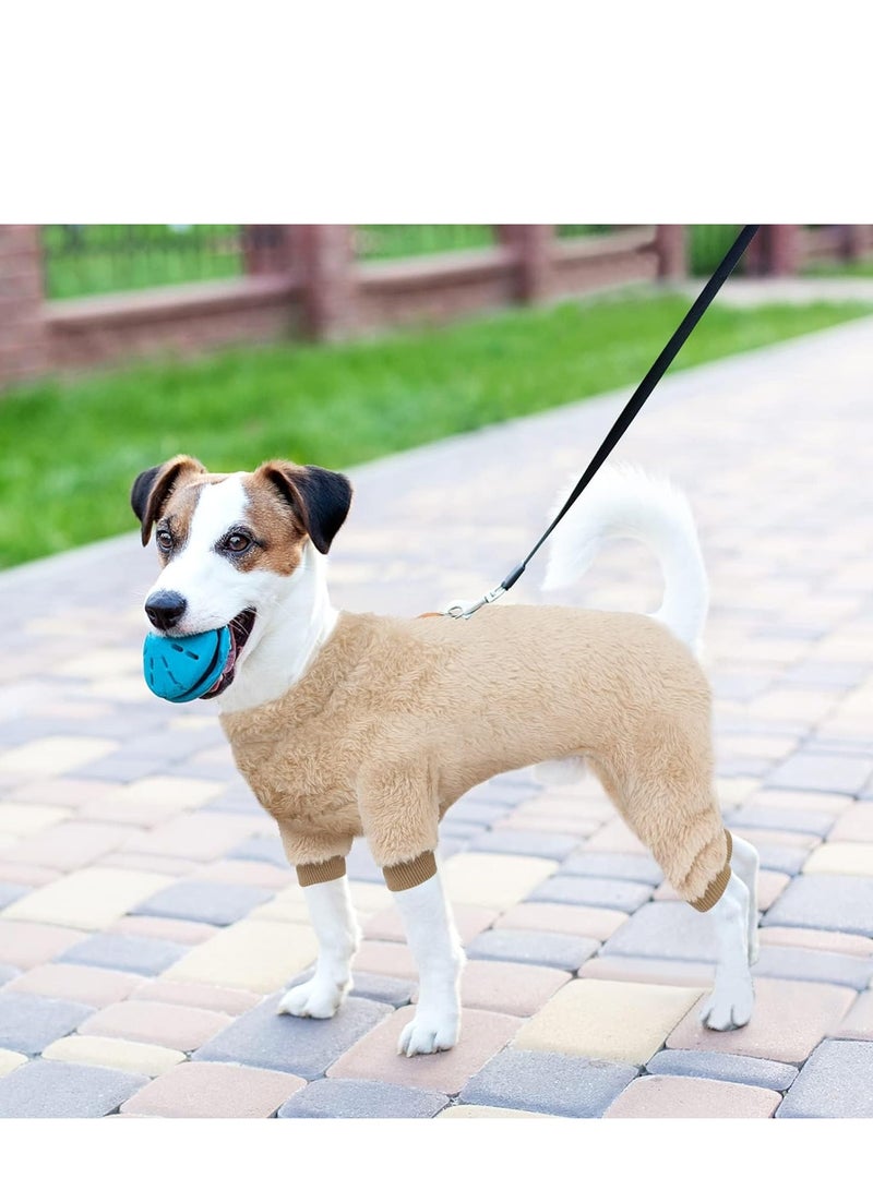 SOLARAE Dog Hoodie, Winter Pajamas Warm Fuzzy Puppy 4 Leg Clothes for Chihuahua Onesies Jumpsuit Clothing for Pet Dogs 2 Pack Soft for Cold Weather Pink  Brown, Medium - Image 5