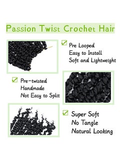 LOSMOEER 8 Packs Passion Twist Crochet Hair 8 Inch Pre-Twisted Crochet Passion Twist Hair Pre-Looped Crochet Braids Hair For Women Passion Twists Braiding Hair Synthetic Hair Extensions (1B#)  - Image 4