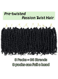 LOSMOEER 8 Packs Passion Twist Crochet Hair 8 Inch Pre-Twisted Crochet Passion Twist Hair Pre-Looped Crochet Braids Hair For Women Passion Twists Braiding Hair Synthetic Hair Extensions (1B#)  - Image 2