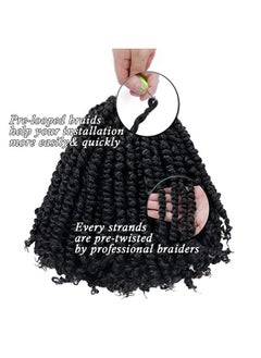 LOSMOEER 8 Packs Passion Twist Crochet Hair 8 Inch Pre-Twisted Crochet Passion Twist Hair Pre-Looped Crochet Braids Hair For Women Passion Twists Braiding Hair Synthetic Hair Extensions (1B#)  - Image 5