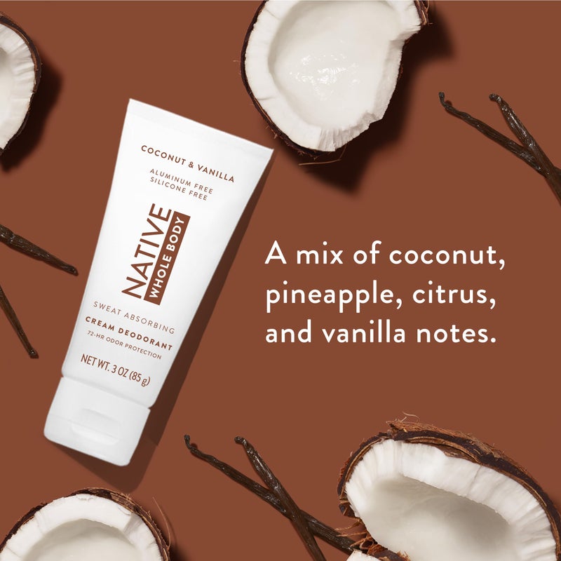 Native Whole Body Deodorant Cream Contains Naturally Derived Ingredients, Deodorant for Women & Men | 72 Hour Odor Protection, Aluminum Free with Coconut Oil and Shea Butter | Coconut & Vanilla - Image 4