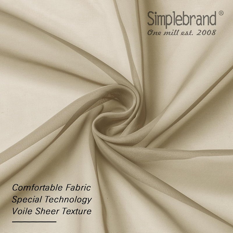 SimpleBrand Taupe Sheer Curtains 72 Inches Long 2 Panels, Light Filtering Rod Pocket Solid Color Kakhi Taupe Brown Elegant Window Sheer Curtains & Drapes for Living Room, Bedroom (42" W x 72" L) - Image 5