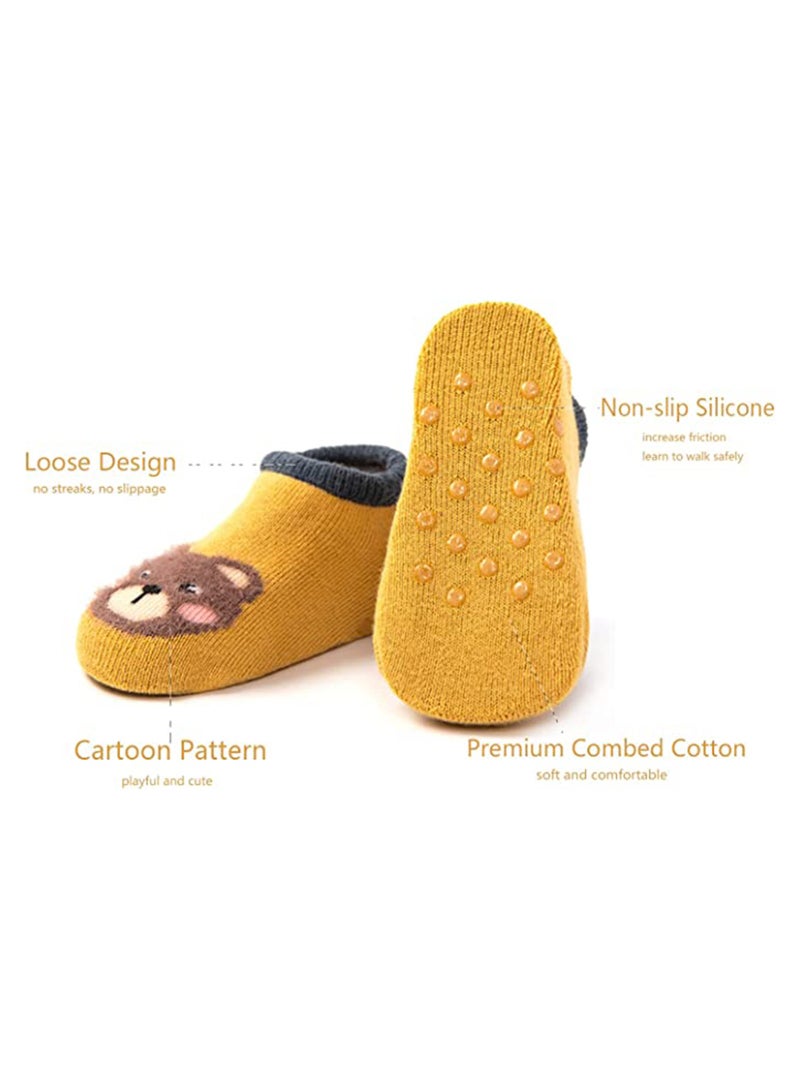 6 Pairs Baby Non-Slip Cartoon Socks, Cotton Low Cut Ankle Slippers for Infants - Warm & Comfortable - Image 5