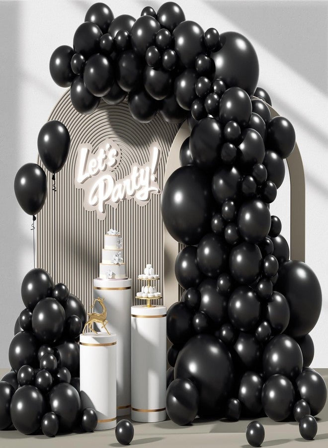 Awenztech 120pcs Black Balloon Arch Kit, 18 12 10 5 inch Black Latex Balloons Different Sizes Balloon Garland for Graduation Halloween Birthday Party Decorations - Image 1