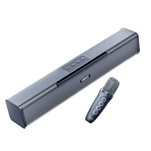 UBON Thunder SP90 Wireless Sounbar with Voice Changer Mic, 16 W Powerfull Sound Output, Built in Mobile Holder, 10HRS Playtime, Bluetooth Sound Bar, Soundbar Speaker (Black) - Image 1