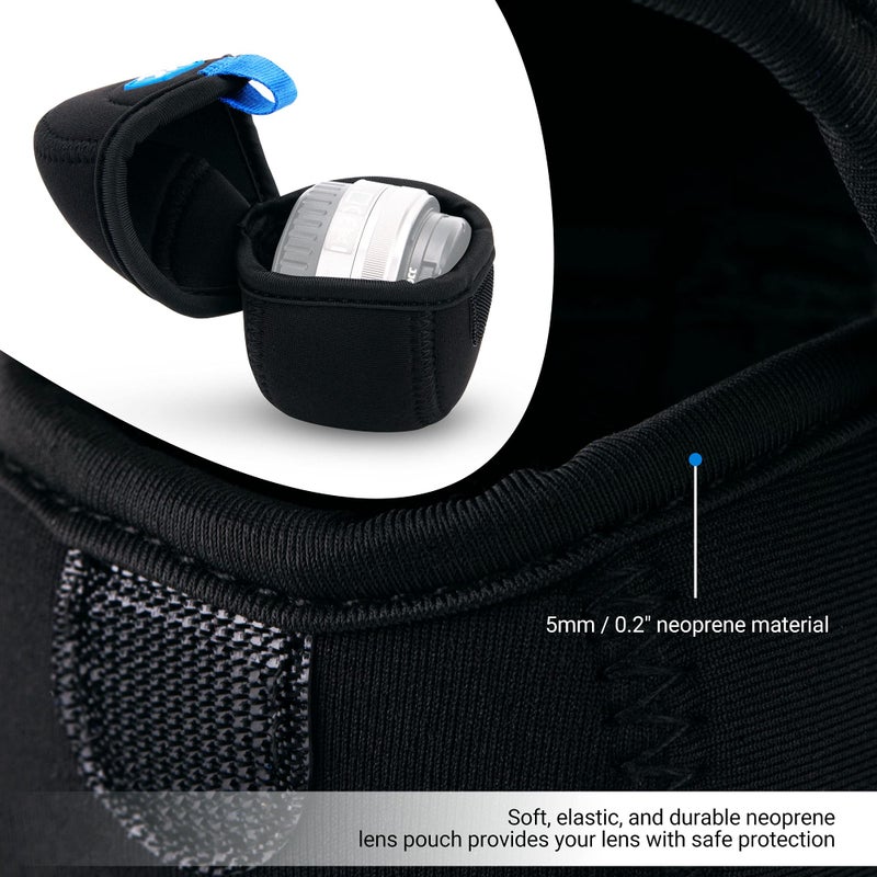 JJC Water Resistant Neoprene Camera Lens Pouch Case, Fold-Over Lens Bag for Mirrorless Lenses Up to 2.4 x 1.6 (D X H) for Canon EF-M 22mm f/2, Sony E PZ 16-50mm f/3.5-5.6, Fujifilm XF27 f/2.8 etc. - Image 3