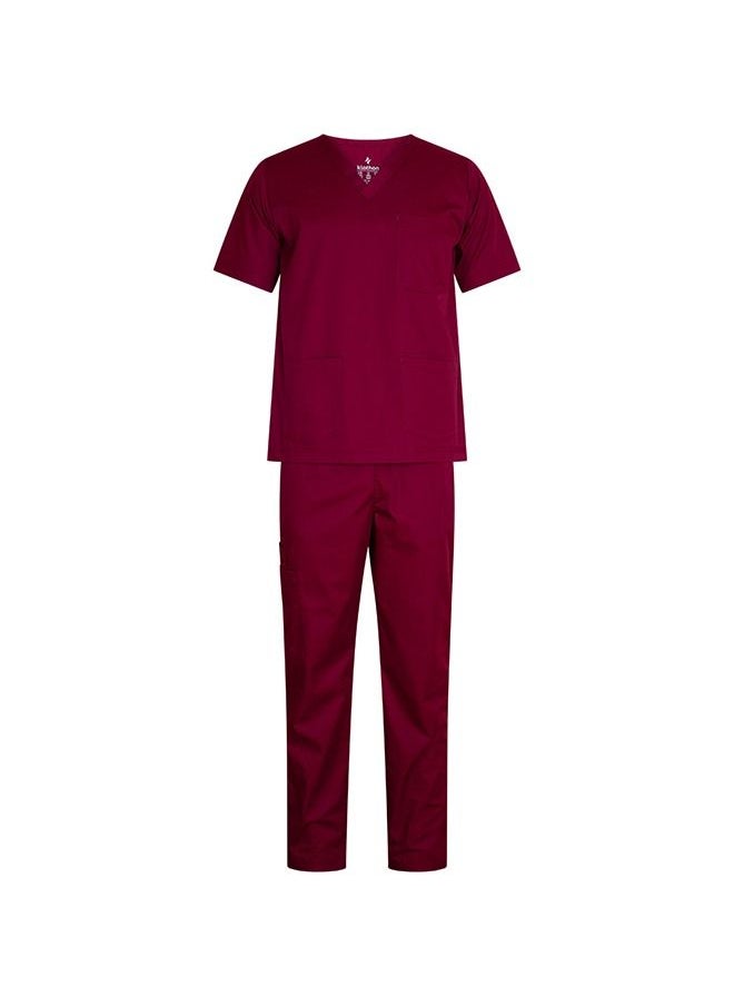 Klothon Medical Scrub Suit - Marroon, Polycotton Scrub For Men  - Image 1