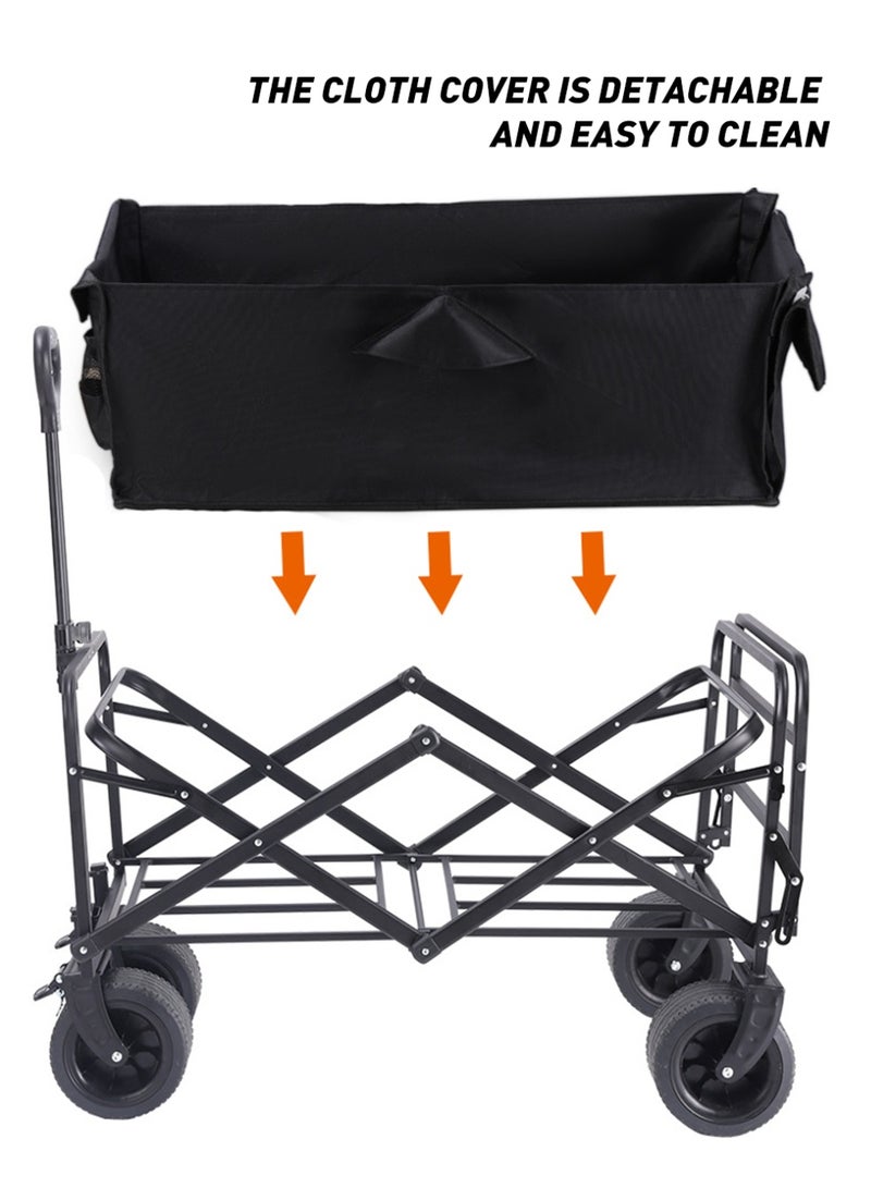 Fixer Heavy Duty Foldable Utility Wagon Cart with Handle – 4 Wheel Outdoor Trolley (79 x 61 x 39 cm) - Image 5