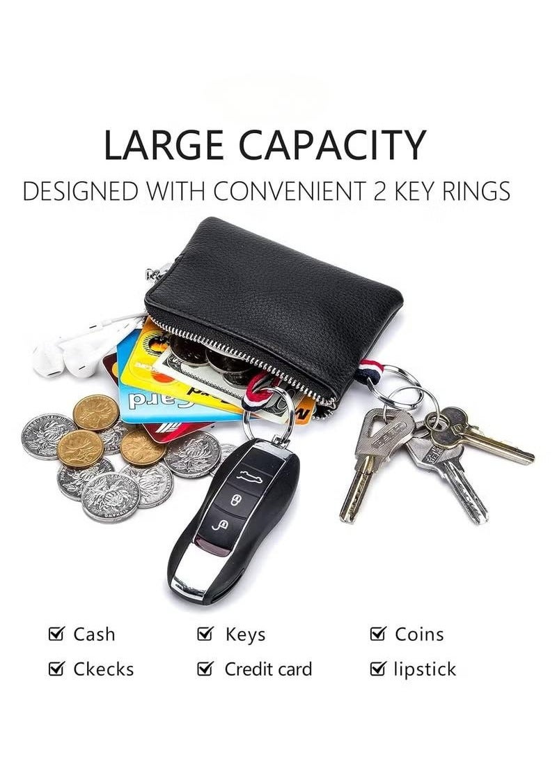 Leather Coin Purse Wallet with Key Holder - Mini Credit Card and Change Pouch for Men and Women  - Image 3