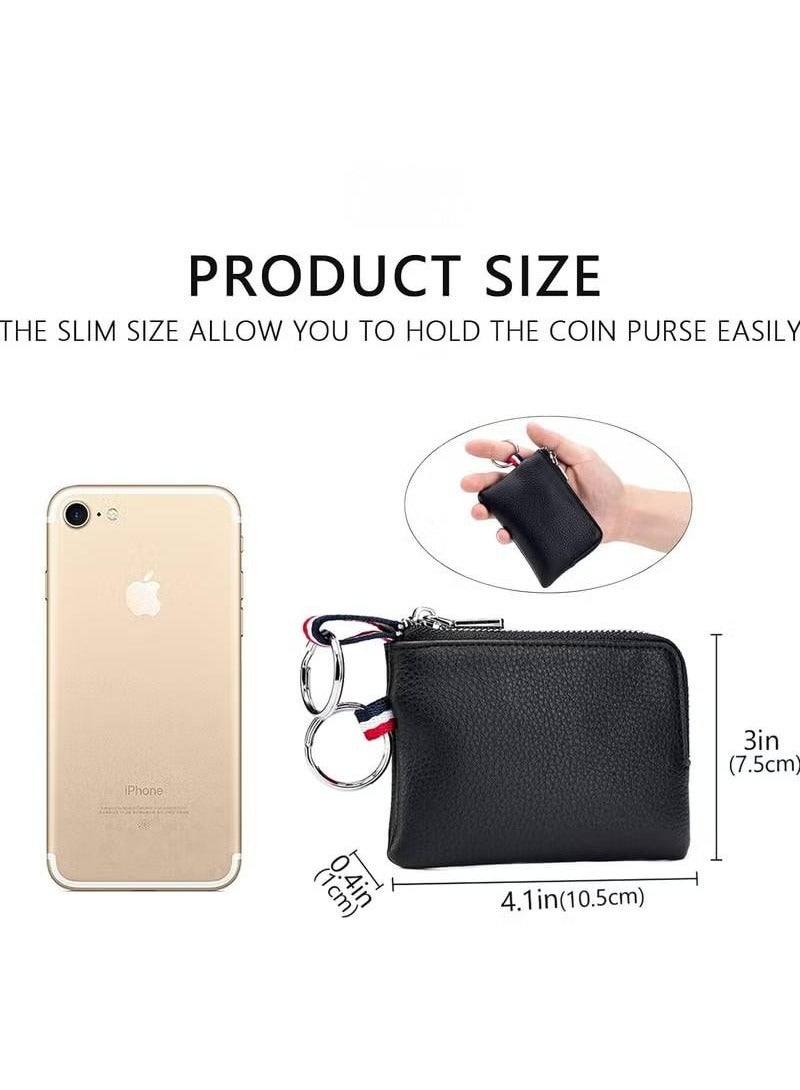 Leather Coin Purse Wallet with Key Holder - Mini Credit Card and Change Pouch for Men and Women  - Image 5