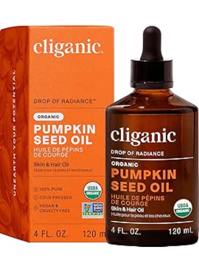 Cliganic Organic Pumpkin Seed Oil (4 oz), 100% Pure & Cold-Pressed, Moisturizing Skin & Hair Oil - Image 1
