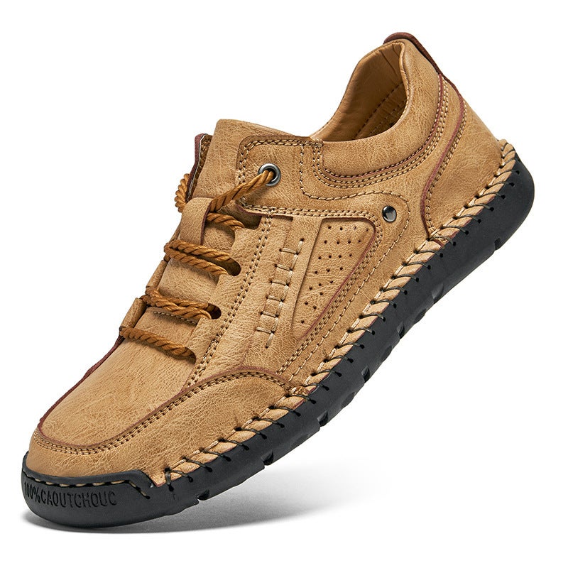 Men'S Leather Shoes Hand-Sewn Men'S Shoes Genuine Leather Men'S Casual Leather Shoes Men'S Shoes Loafers Casual Handmade Shoes - Image 1