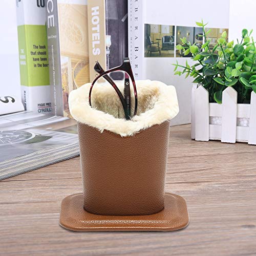 Siveit Eyeglass Holders, PU Leather Eyeglass Holder Stands with Soft Plush Lining, Black, Brown - 2 Packs - Image 3