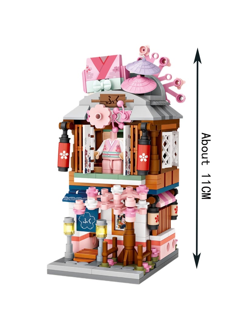 متجر الكيمونو الصغير 418 قطعة، مجموعة مشهد الشارع الياباني، ألعاب بناء للأطفال، نموذج تعليمي قابل للتجميع، هدية - Image 2