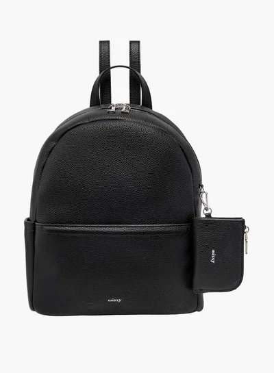 ميسي Women Textured Backpack with Adjustable Straps and Detachable Pouch