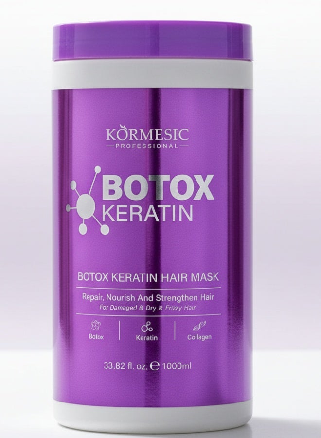 Kormesic كورميسيك بوتوكس كيراتين ماسك للشعر 1000 مل لإصلاح الشعر الجاف والتالف وتغذيته وترطيبه وتقويته لشعر ناعم ولامع غني بالكولاجين والبروتين - Image 1
