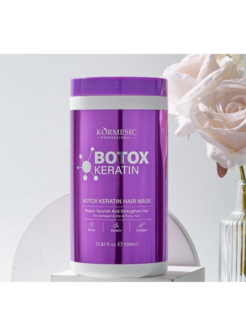 Kormesic كورميسيك بوتوكس كيراتين ماسك للشعر 1000 مل لإصلاح الشعر الجاف والتالف وتغذيته وترطيبه وتقويته لشعر ناعم ولامع غني بالكولاجين والبروتين - Image 2