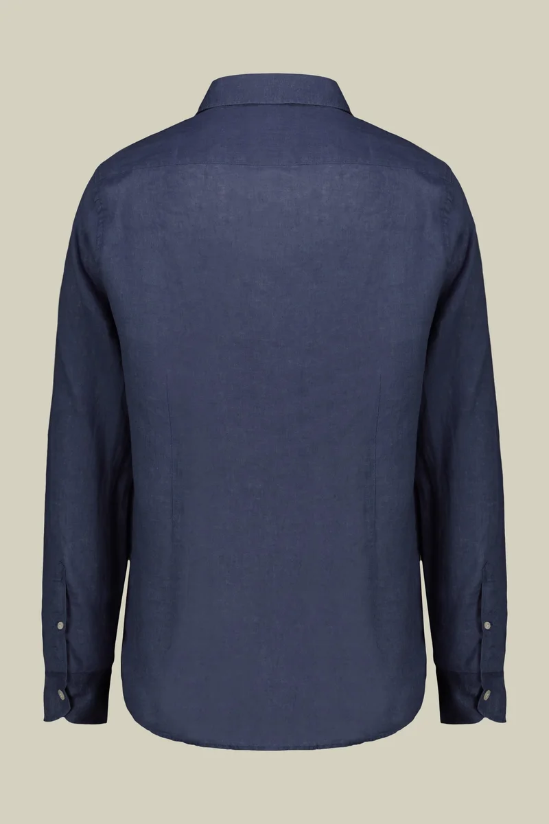 Doppelganger Blue Men's casual shirt with classic collar, 100% linen - Cerulean for Men | Best Price UAE