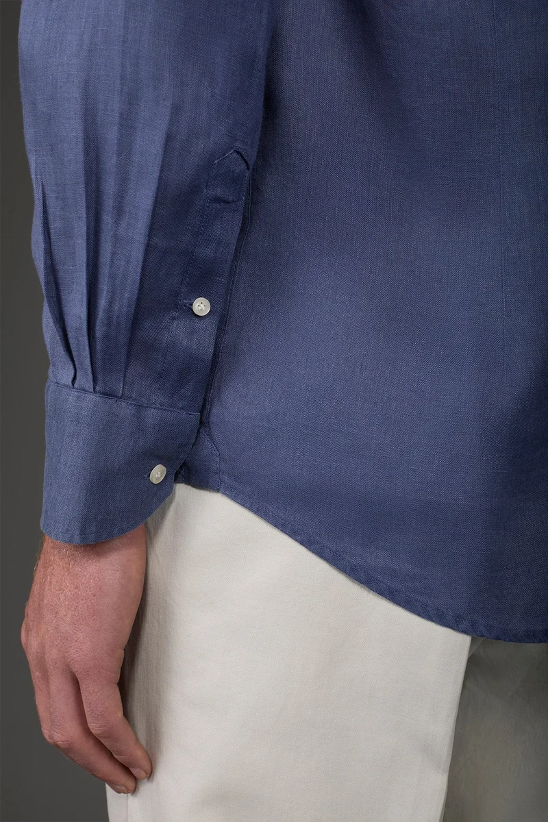 Doppelganger Blue Men's casual shirt with classic collar, 100% linen - Cerulean for Men | Best Price UAE