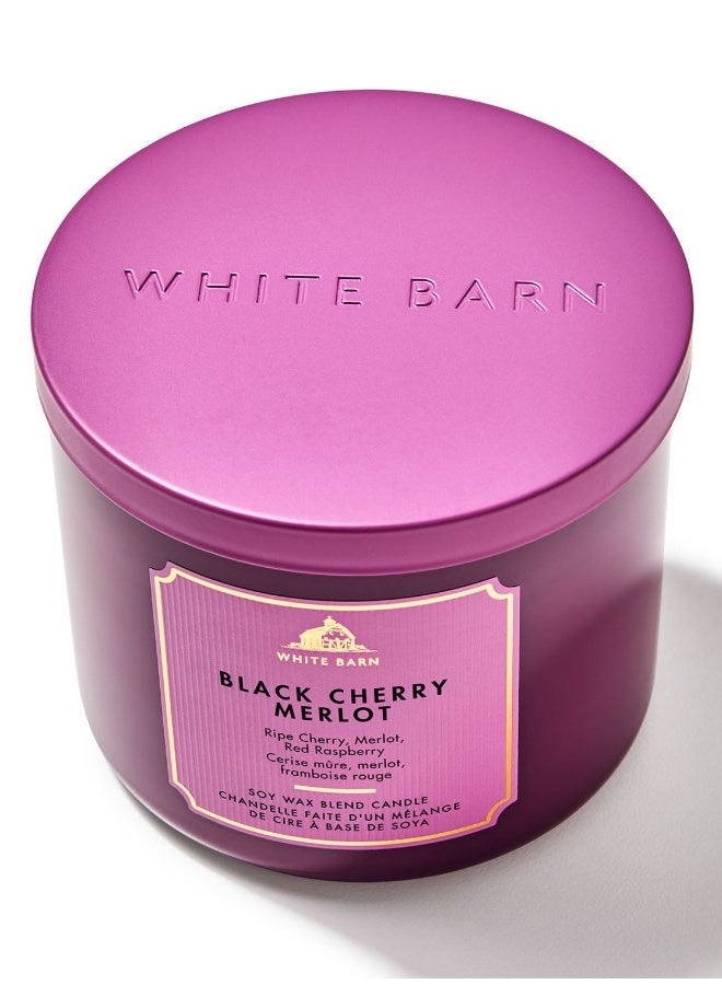 Bath & Body Works شمعة ميرلو الأسود الكرز 3 فتيل - Image 1