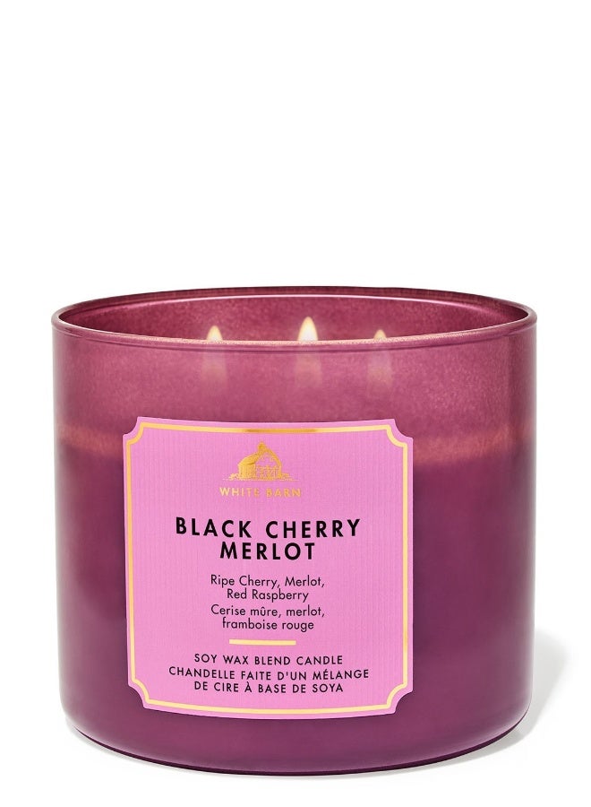 Bath & Body Works شمعة ميرلو الأسود الكرز 3 فتيل - Image 2