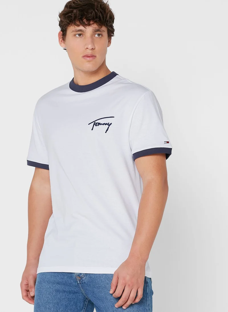 TOMMY JEANS Signature Ringer Crew Neck T-Shirt