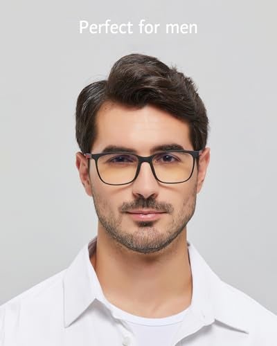 ANRRI Blue Light Blocking Glasses, Anti Eyestrain Lens Lightweight Frame Eyeglasses, Black Fream Red Temple, Men/Women… - Image 3