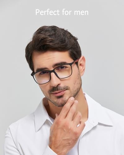 ANRRI Blue Light Blocking Glasses, Anti Eyestrain Lens Lightweight Frame Eyeglasses, Black Fream Red Temple, Men/Women… - Image 2