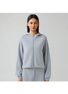 Generic Autumn Winter Casual Hooded Cardigan with Pockets for Women DAW166 rhino gray 